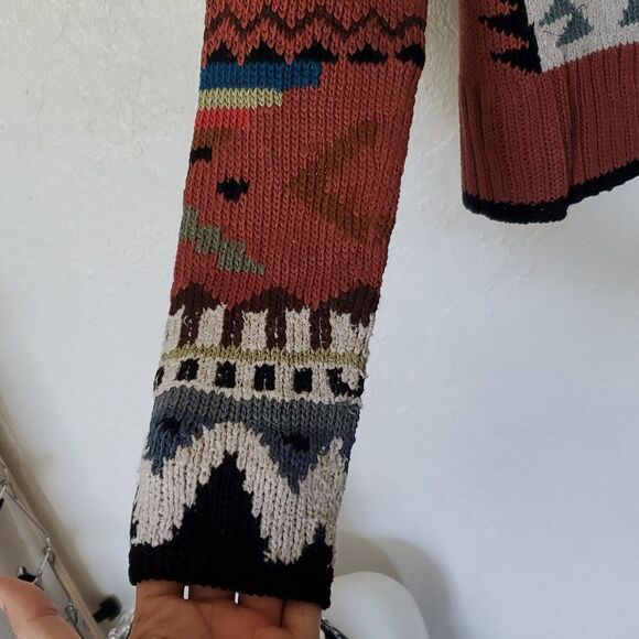 Peruvian Connection 100% Pima Cotton Colorful Southwest Style Shrug Sweater - Picture 4 of 16